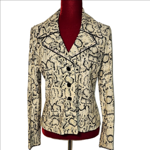 Women's Cream and Black Snake Print Jacket Size Medium